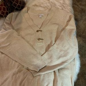 SOLD.  Cream and gold sparkle sweater